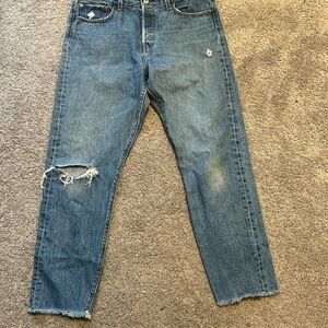 Levi’s Wedgie size 32 Button Fly  Blue Distressed Jeans